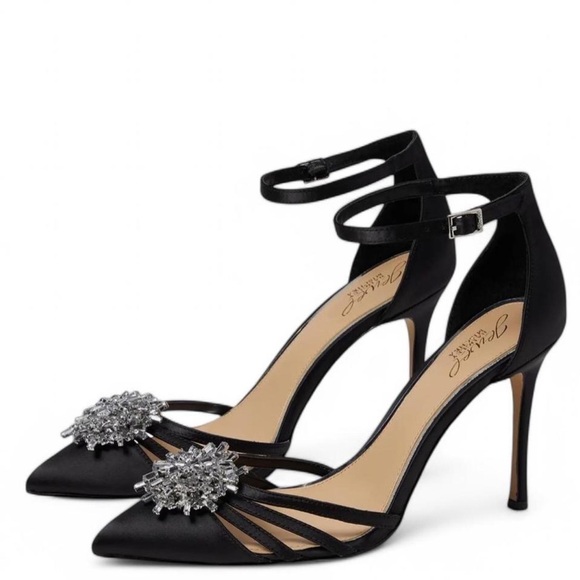 Jewel Badgley Mischka Black Heels with Crystal Embellishment - Picture 1 of 6